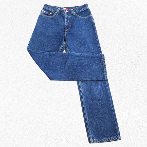 Vintage Tommy Jeans High Rise Straight Leg Denim Jeans Size 28 Y2K 90s USA Made - Picture 1 of 9